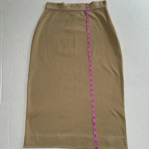 Vintage Calvin Klein Women’s Pencil Skirt Size Medium Color Tan 100% Cotton - Picture 4 of 7